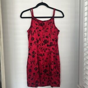 Byer Too Black and Red Vintage Y2K Whimsigoth Fairy Size 5 Satin Slip Dress